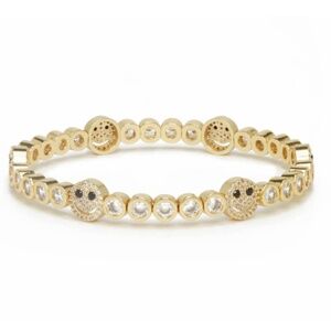 Lisa Gozlan Happy Face Mixer Bracelet 18k Yellow Gold/Pavé-O/S-Excellent Cond.